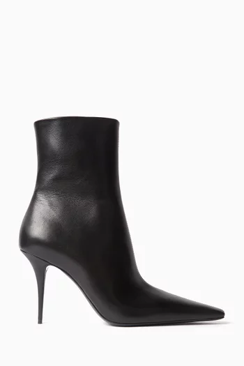 حذاء أشلي بطول الكاحل وكعب 90 مم جلد ناعم