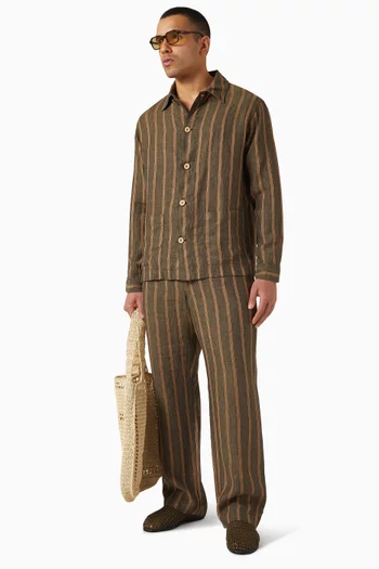 بنطال غابريل بقصة ساق واسعة ونقشة مخططة