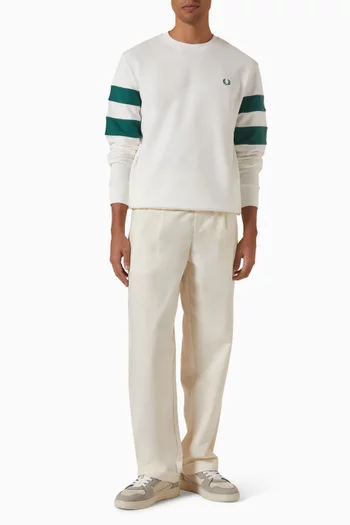 سويت شيرت بأكمام مزينة بأشرطة مخملية قطن