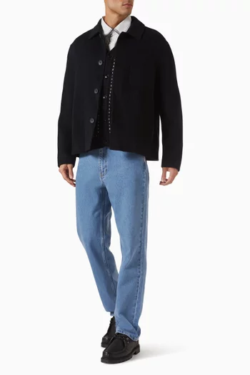 قميص بنمط جاكيت صوف ثقيل