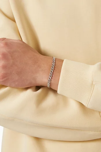 Martellato Curb Chain Bracelet in Rhodium-plated Sterling Silver