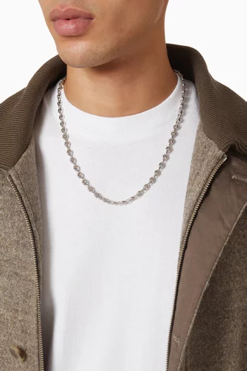 قلادة مارين بحلقات متصلة فضة إسترلينية مطلية بالروديوم