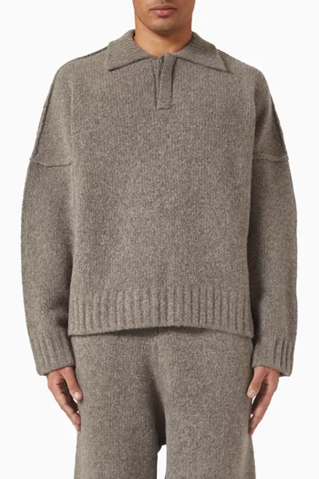 Polo Sweater in Wool-knit