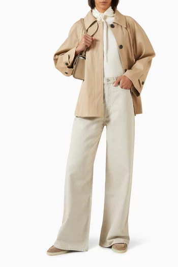 Scarf-neck T-shirt in Merino-wool