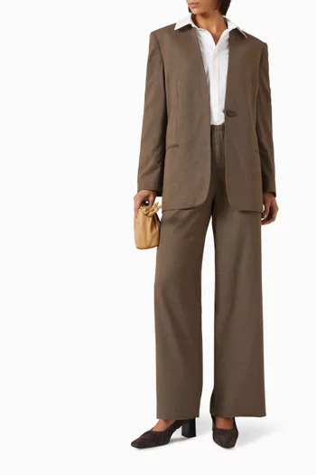 Collarless Blazer in Wool-blend