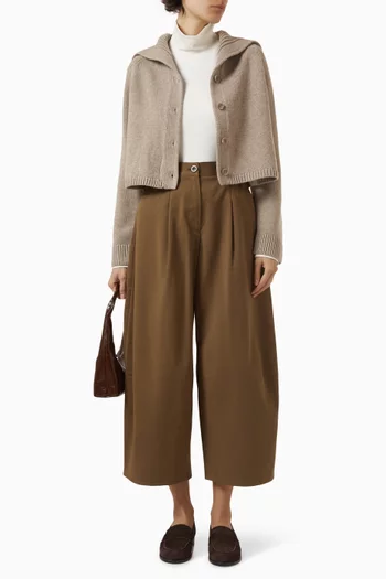 بنطال قطن بقصة ساق واسعة