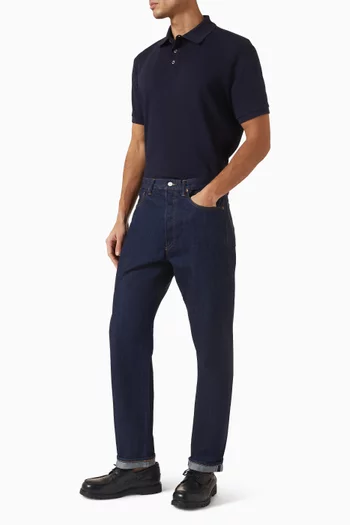 Textured Polo Shirt in Cotton-blend