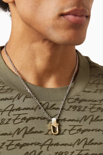 Logo Pendant Necklace in Stainless Steel