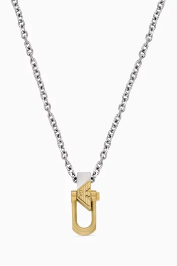 Logo Pendant Necklace in Stainless Steel