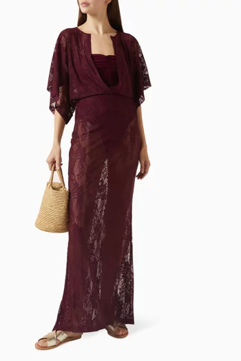 فستان سهرة أوبي دانتيل مطاطي