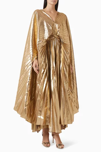 فستان سهرة انسلو بطيّات قماش لامع