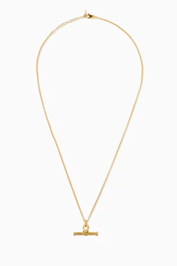 قلادة بسلسلة ودلاية مضلعة على شكل حرف T نحاس مطلي ذهب عيار 18‏