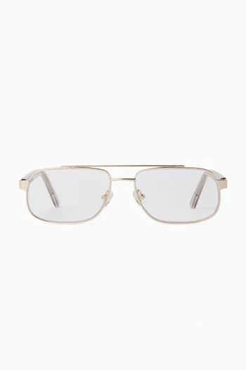 Evangeline Aviator Glasses in Stainless Steel