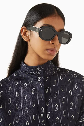 نظارة شمسية بإطار بيضاوي أسيتات