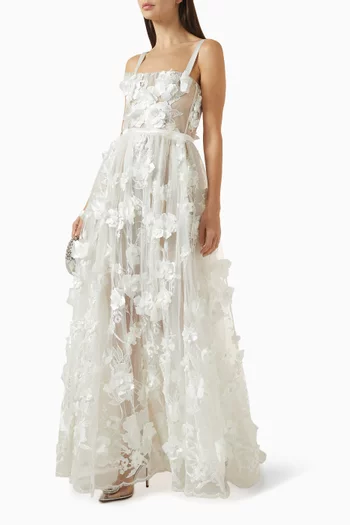 Anastasia Floral-appliqué Dress
