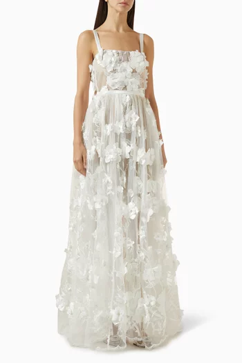 Anastasia Floral-appliqué Dress