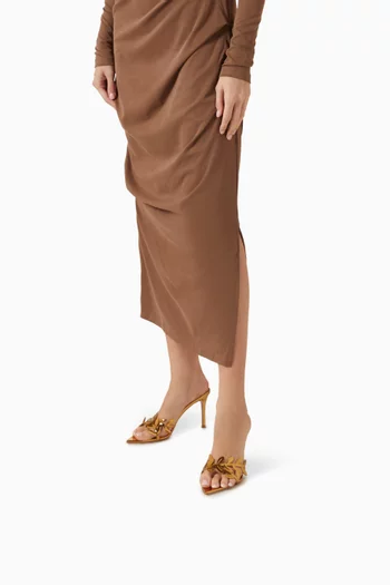 حذاء فلافيا مفتوح من الخلف بكعب 85 مم جلد لامع