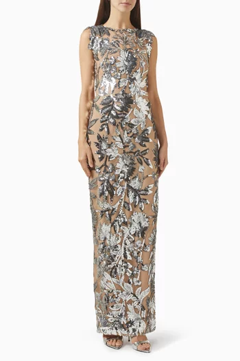 Violet Sequin-embellished Maxi Dress