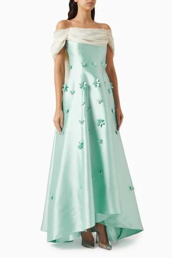 Off-shoulder Maxi Dress in Satin