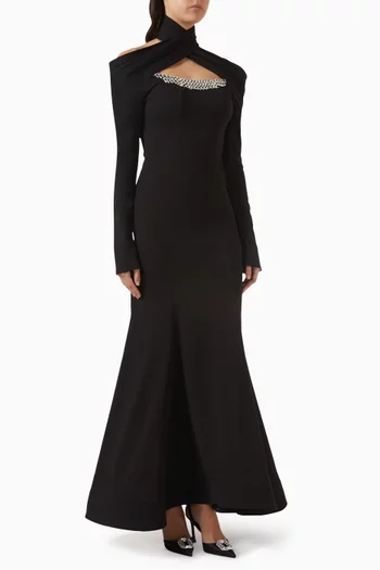 Embellished High-neck Maxi Dress
