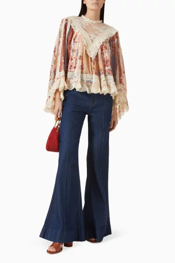 Awaken Lace-trim Blouse in Cotton