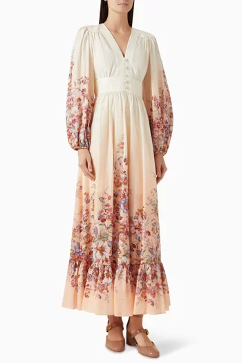 فستان اويكن بفتحة رقبة عميقة قطن