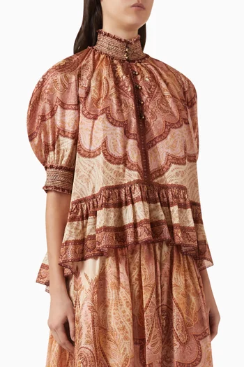 Wanderlust Frill Blouse in Silk