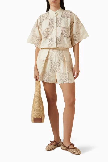 Wanderlust Tuck Shorts in Cotton Blend