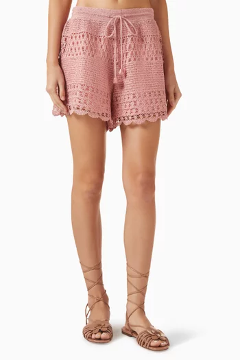 Wanderlust Sun Crochet Shorts in Cotton Blend