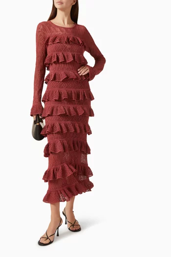 فستان واندرلست طويل بكشكش دانتيل