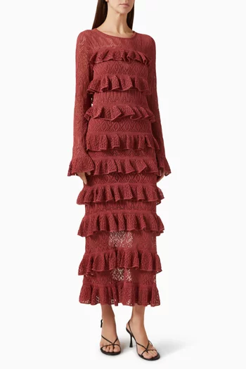 فستان واندرلست طويل بكشكش دانتيل