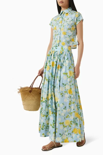 Printed Crop Shirt in Cotton