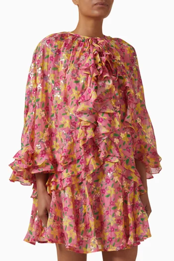 فستان فاسبيرا قصير مزيج فيسكوز وحرير