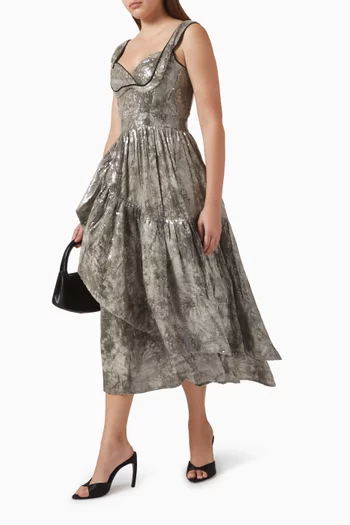 فستان سيلفرمون متوسط الطول مزيج فيسكوز