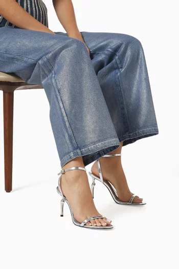 صندل أليفيا بكعب 95 مم جلد نباتي لامع