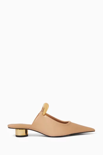 حذاء هيلينا مفتوح من الخلف بتصميم مجدول جلد