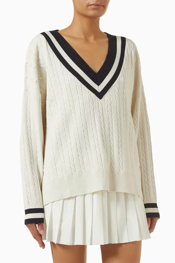 Oversized V-neck Cricket Sweater in Knit