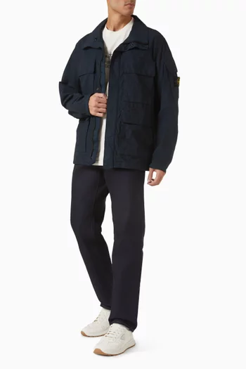 بنطال جينز دينم بارز بلون أزرق نيلي