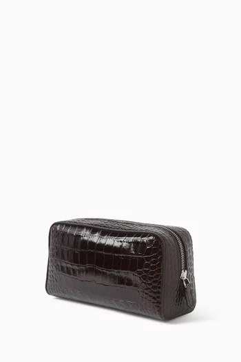 Toiletry Case in Croc-embossed Leather