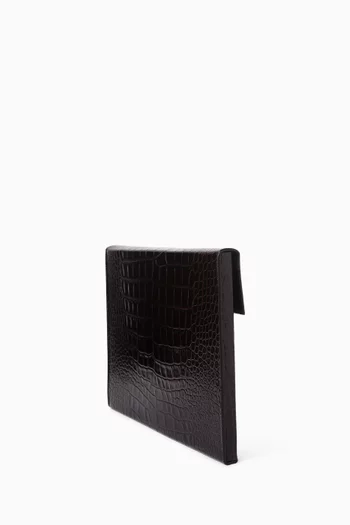 Document Holder in Croc-embossed Leather