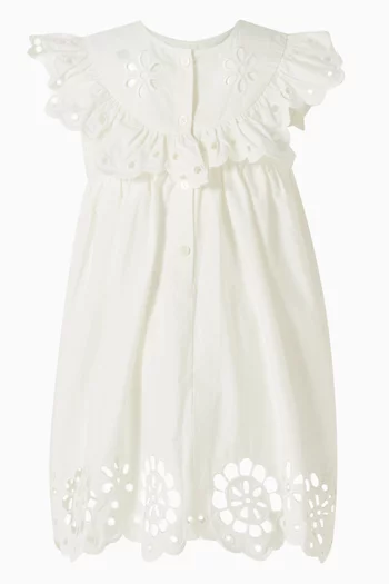 فستان أويكن قطن بتطريزات إنجليزية