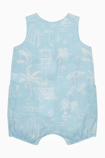 Surf's Up Linework Romper in Cotton