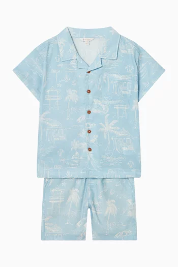 شورت قطن مستوحى من ركوب الأمواج