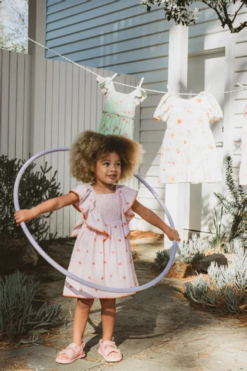 Songbird Embroidered Dress in Cotton