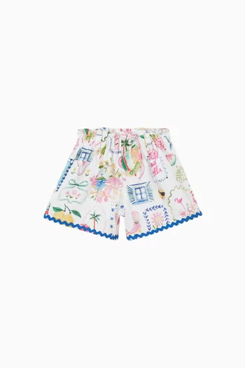 Summer Vacay Ric-rac Shorts in Cotton