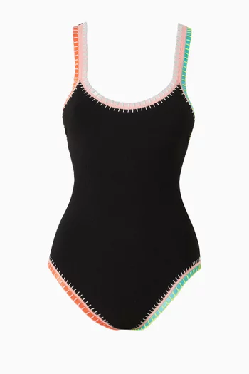 لباس سباحة قطعة واحدة بحواف كروشيه