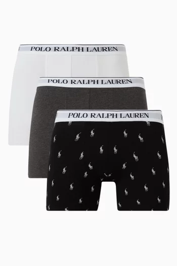 طقم بوكسر بشعار الماركة قطن مطاطي، 3 قطع