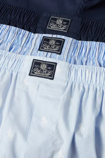 طقم بوكسر بشعار الماركة قطن، 3 قطع