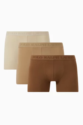 Logo Boxer Briefs in Stretch Cotton, Set of 3