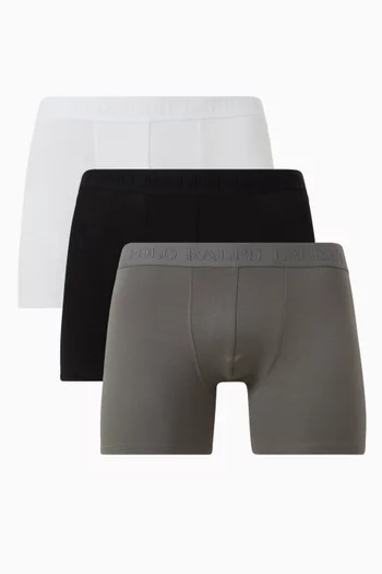 طقم بوكسر بشعار الماركة قطن مطاطي، 3 قطع